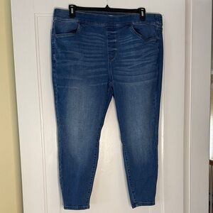 Sonoma Pull On Jeans 16W Short Blue Stretch Denim High Rise Comfort Waist